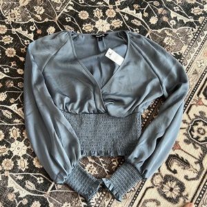 Blue smocked waist blouse from express size XS